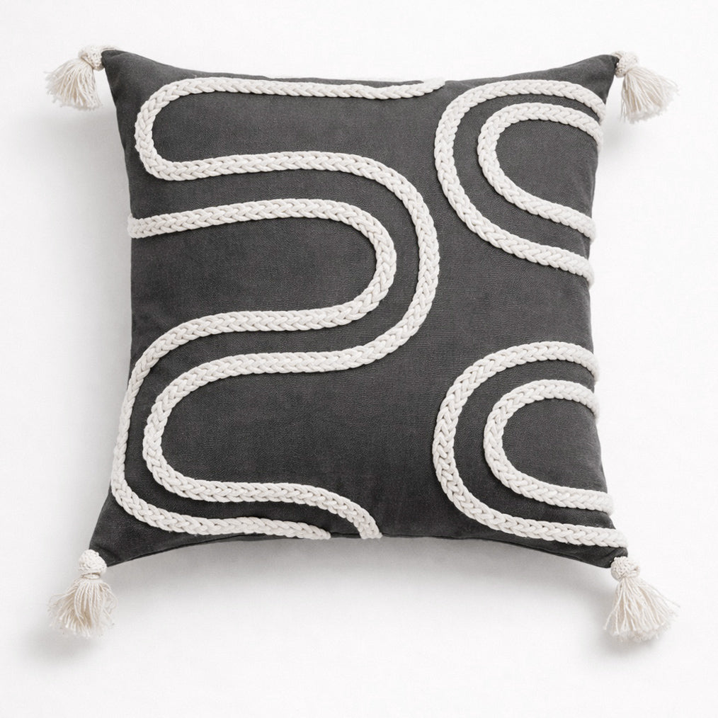 Braid Graphite Cushion Cover