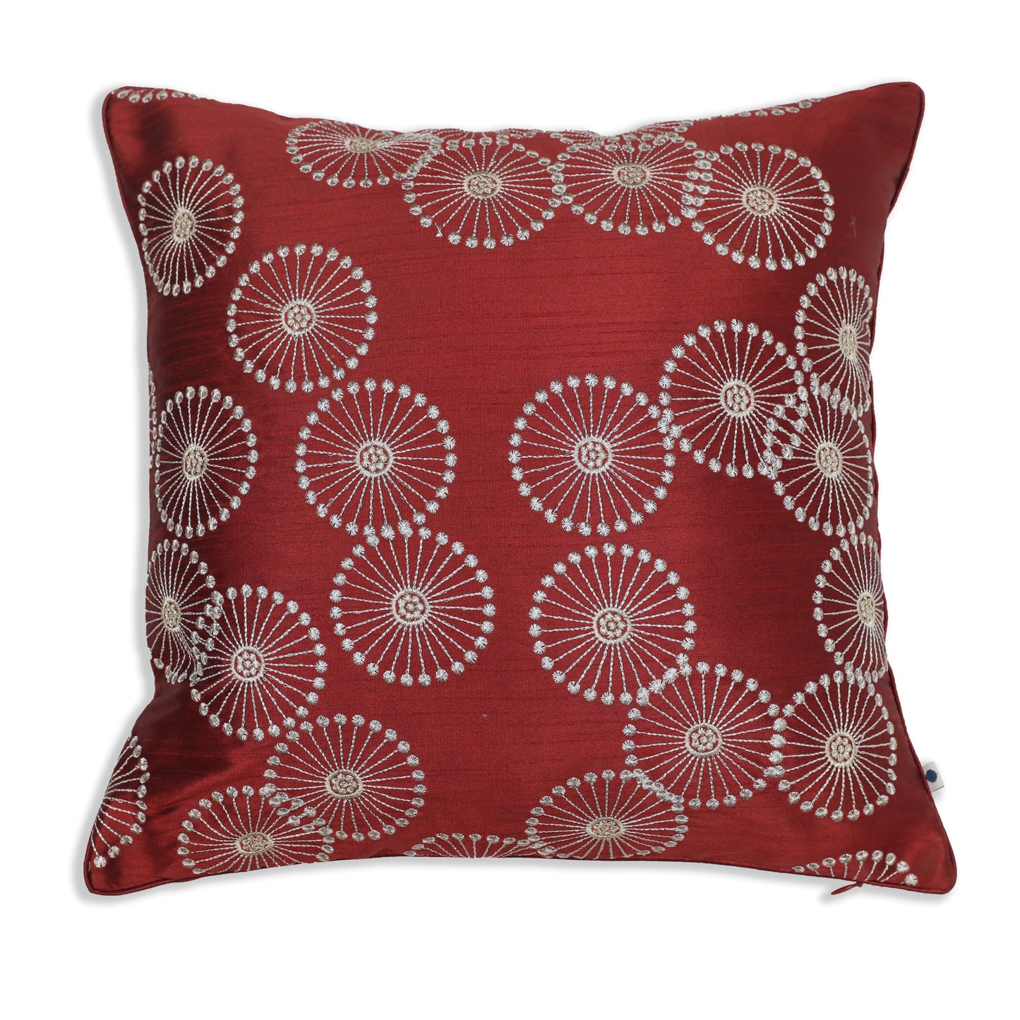 Mandala Maroon Embroidered Cushion Cover