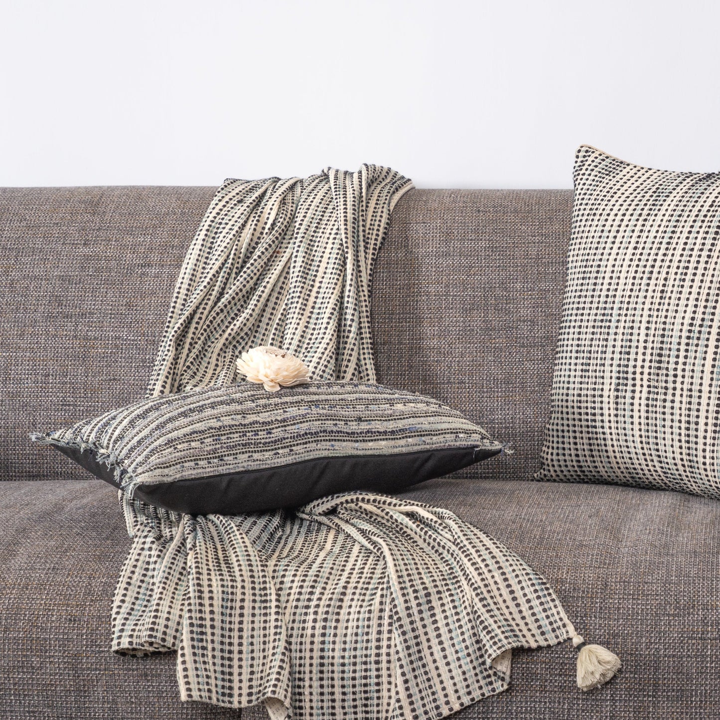 Roadway Black Handwoven Cushion Cover