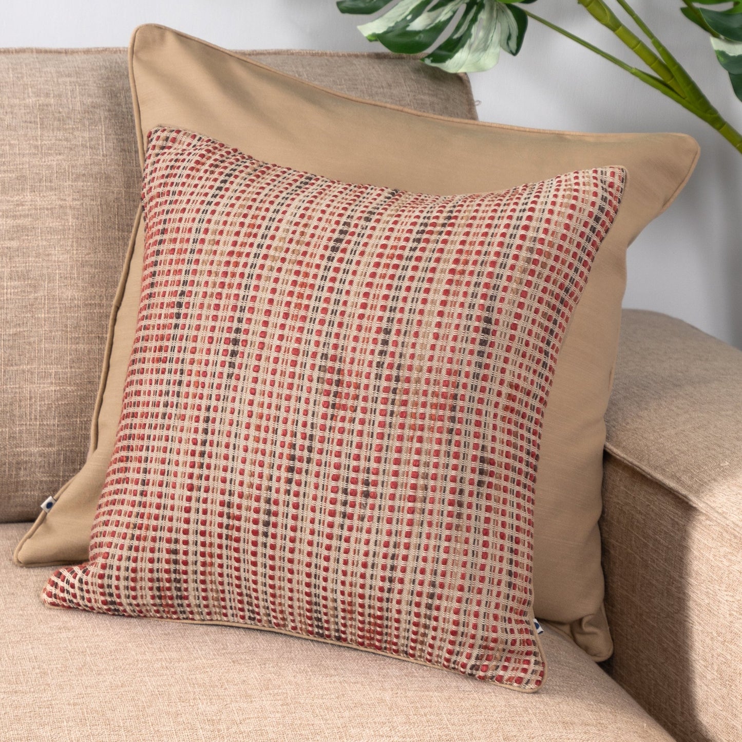 Mirage Red Handwoven Cushion Cover