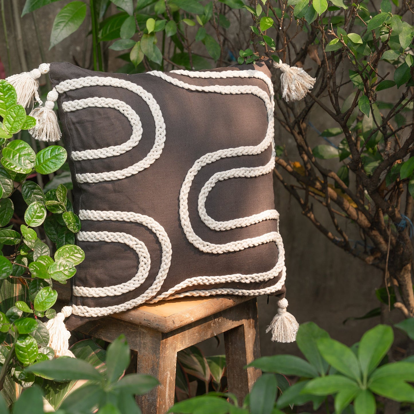 Braid Graphite Cushion Cover