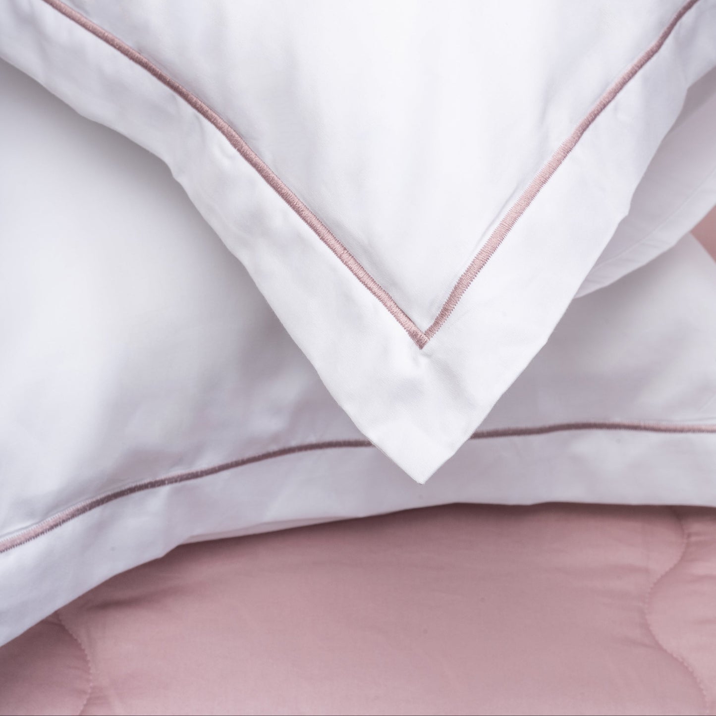 Brilliant White with Blush Embroidered Bedsheet