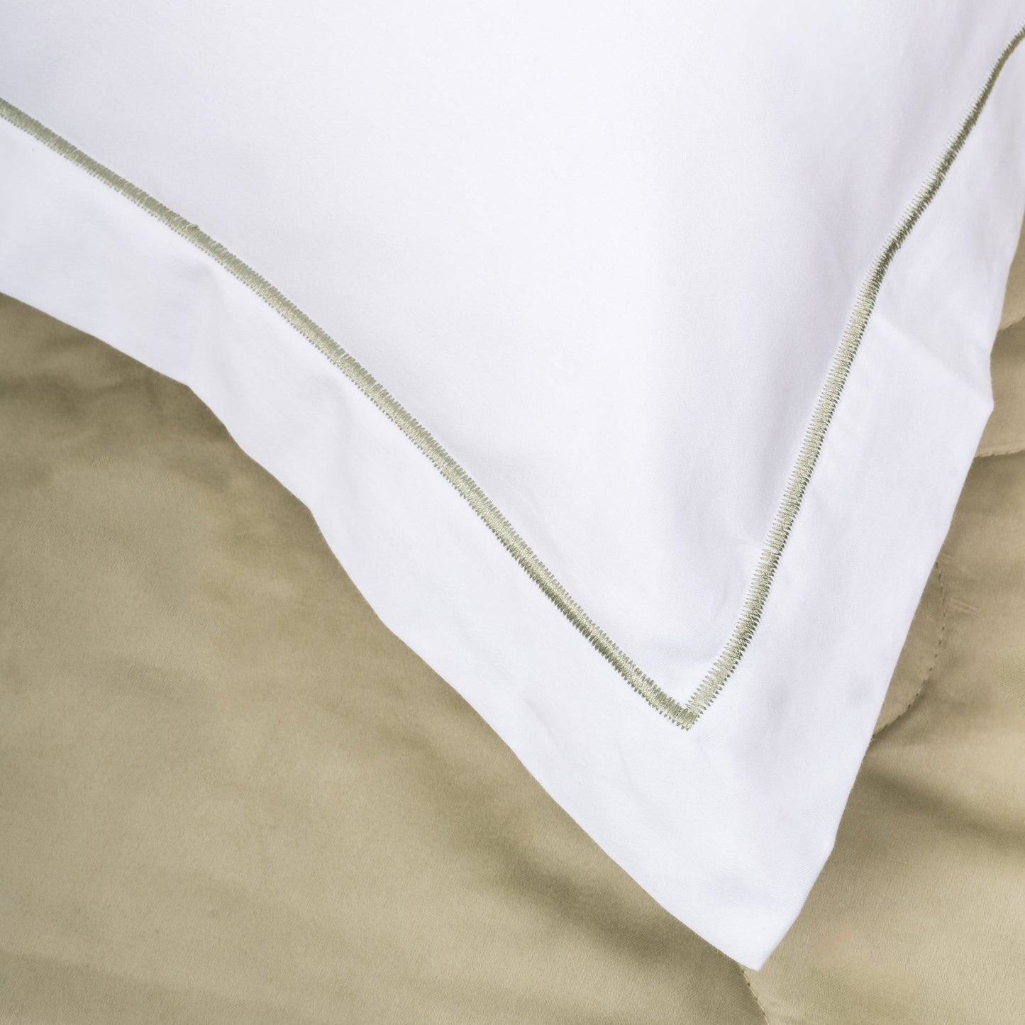 Brilliant White with Sage Embroidered Bedsheet