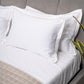 Brilliant White with Coffee Embroidered Bedsheet