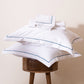 Brilliant White with Blue Embroidered Bedsheet