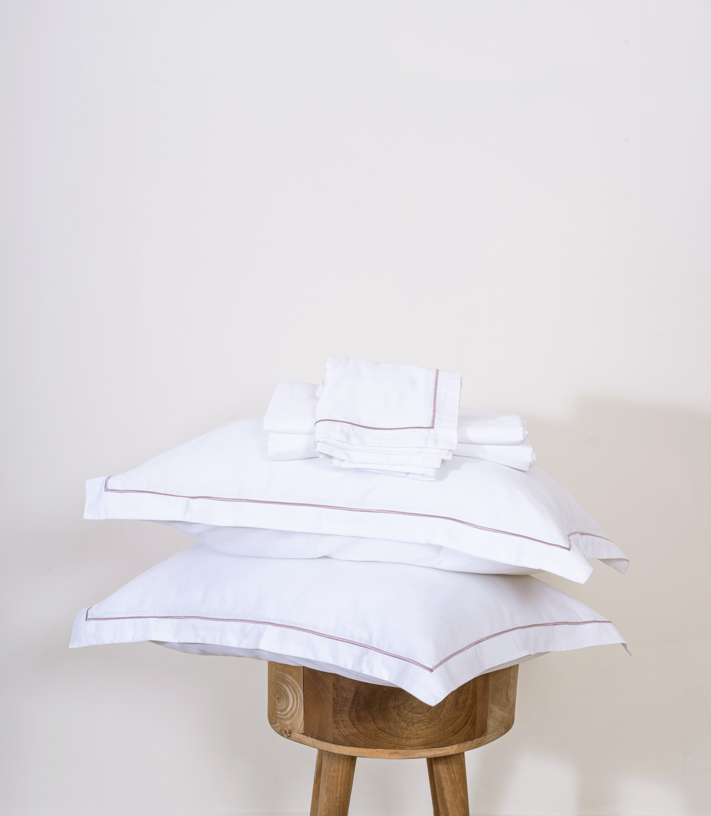 Brilliant White with Blush Embroidered Bedsheet