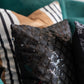 Sand Serenity Striped Velvet Cushion