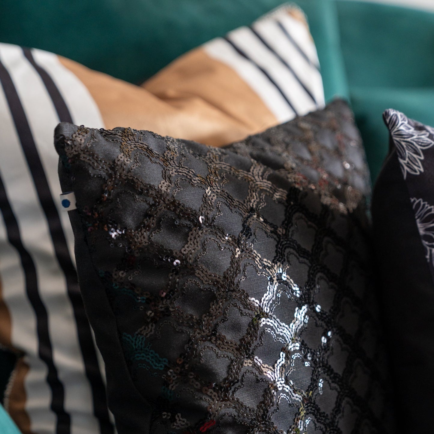 Sand Serenity Striped Velvet Cushion