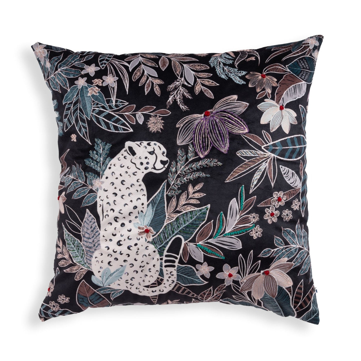 Safari embroidered Velvet Cushion