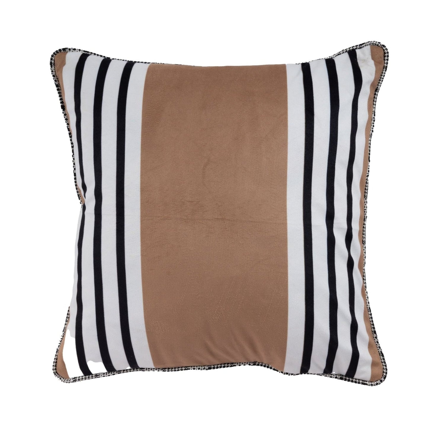 Sand Serenity Striped Velvet Cushion