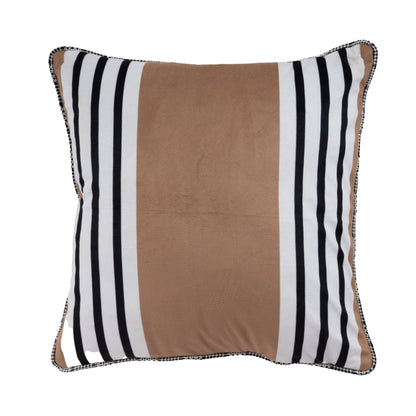 Sand Serenity Striped Velvet Cushion