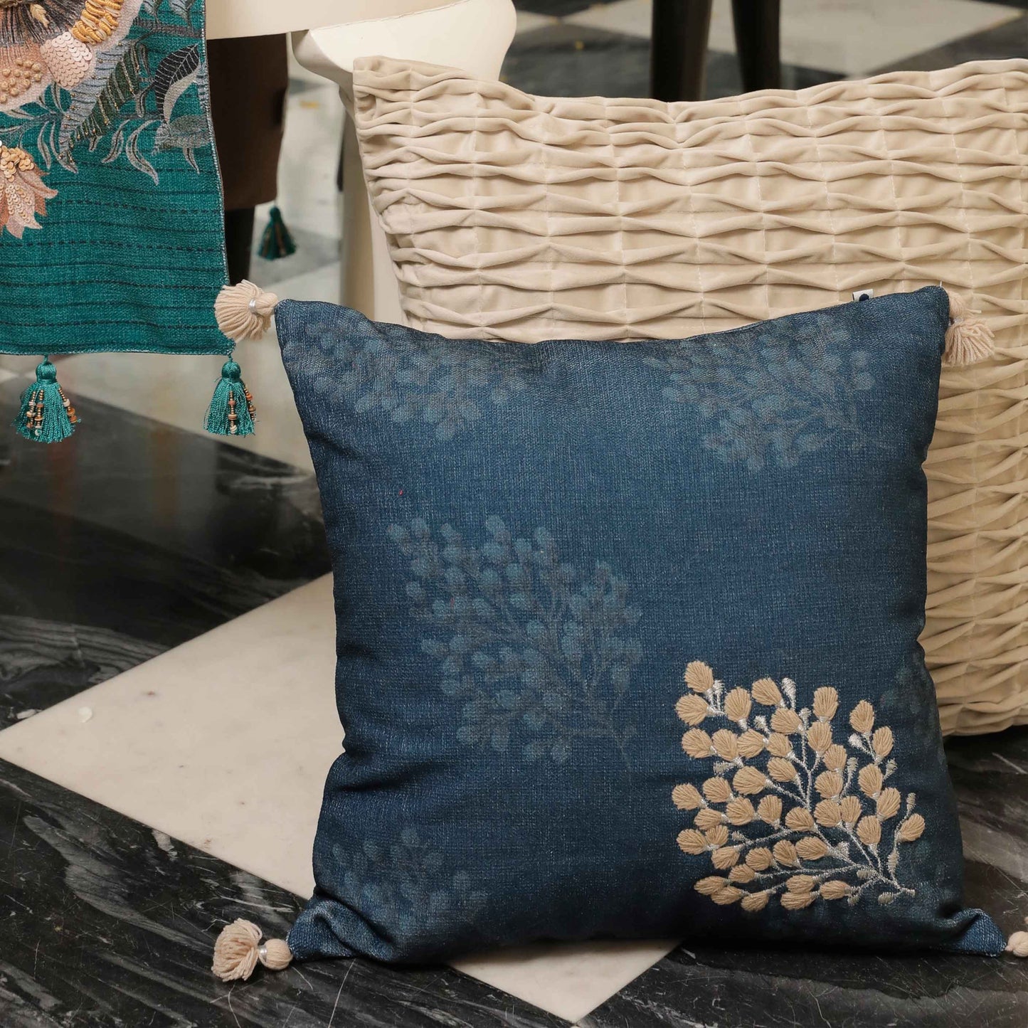 Breeze Blue Chenille Cushion Cover