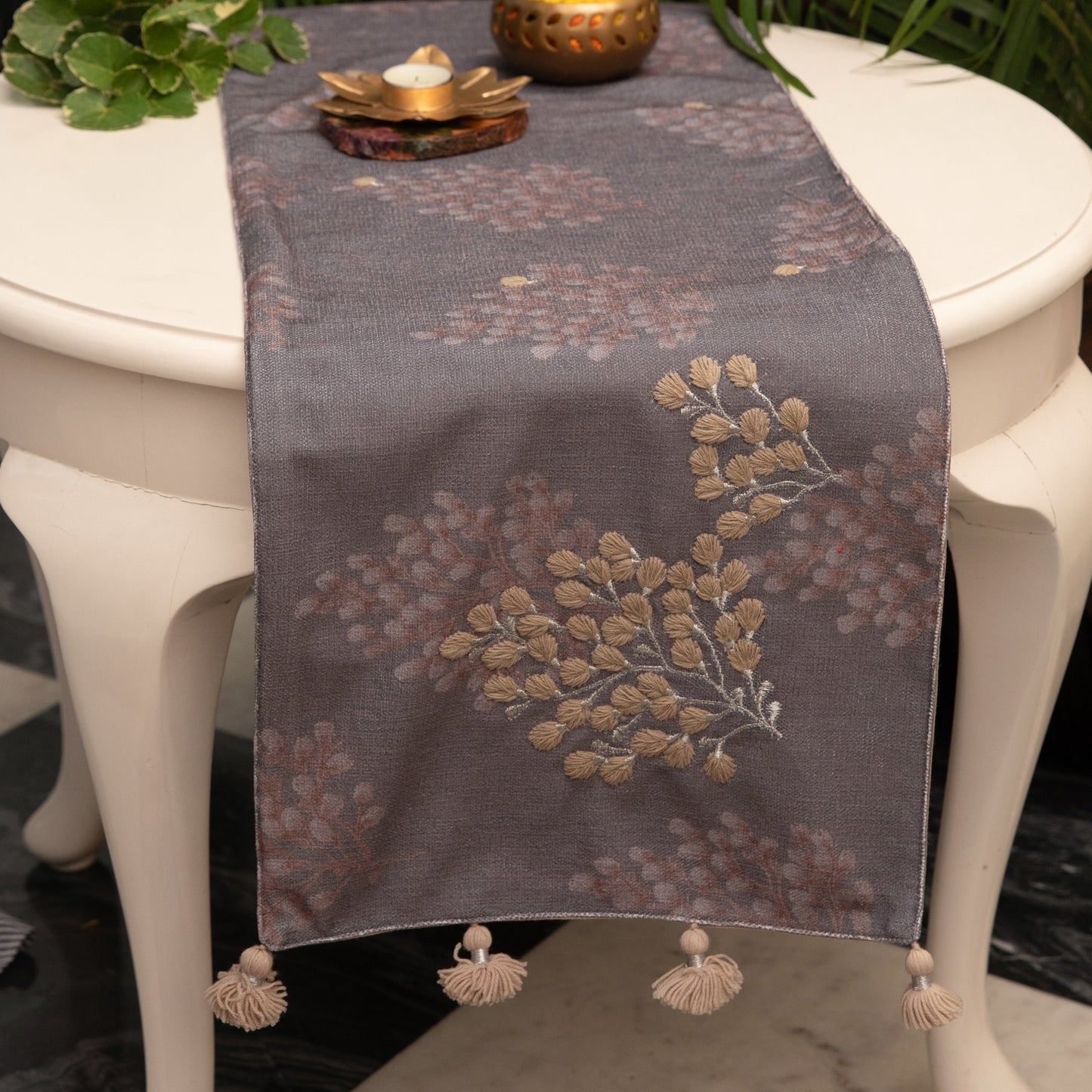 Whisper Embroidered Grey Runner