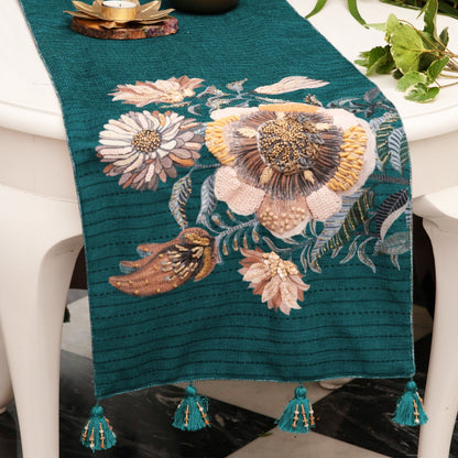 Rose Chenille Turquoise Runner