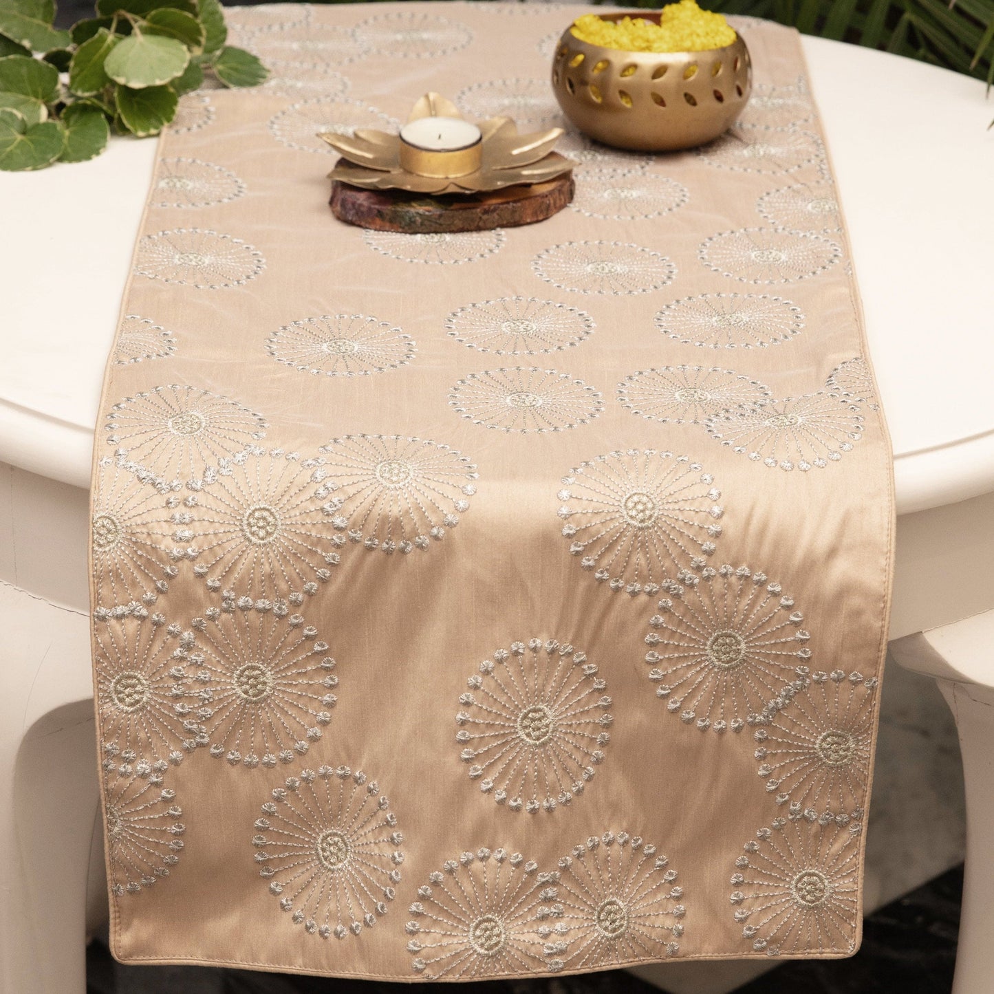 Celestial Emboidered Beige Runner