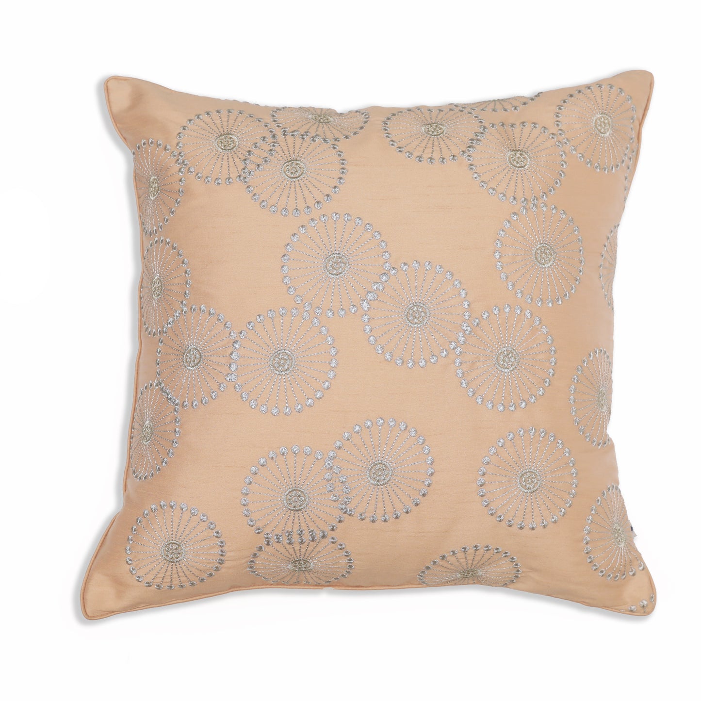 Mandala Beige Embroidered Cushion Cover